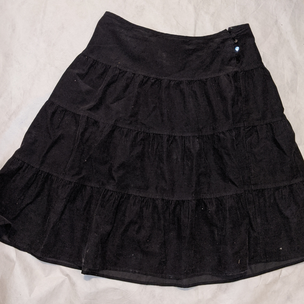 Black Knee Level Corduroy Skirt